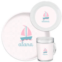 Pink Sailboat Dinnerware Set