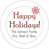 Simple Poinsettia Gift Stickers Round