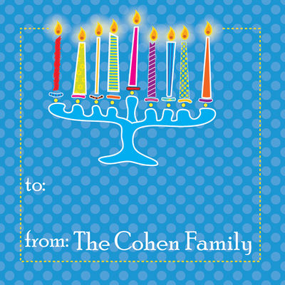 Abstract Menorah Gift Stickers