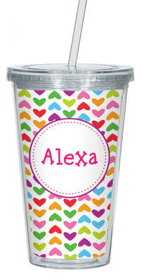 Lined Hearts Clear Acrylic Tumbler