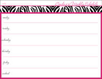 Hot Pink Zebra Weekly Calendar