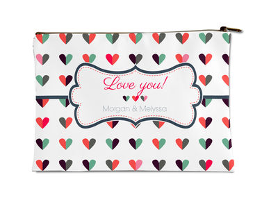 Paired Hearts Flat Pouch