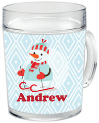 Skiing Snowman Clear Acrylic Mug