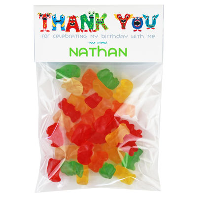 Monster Name Birthday Party Candy Bag Favors