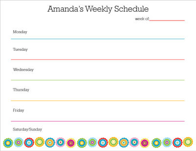 Colorful Flowers Weekly Calendar