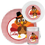 Red Gingham Turkey Plate