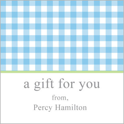 Blue Gingham Gift Stickers