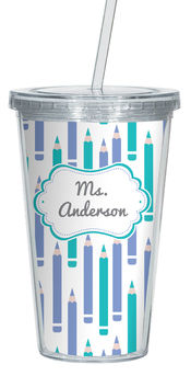 Lilac And Turquoise Clear Acrylic Tumbler