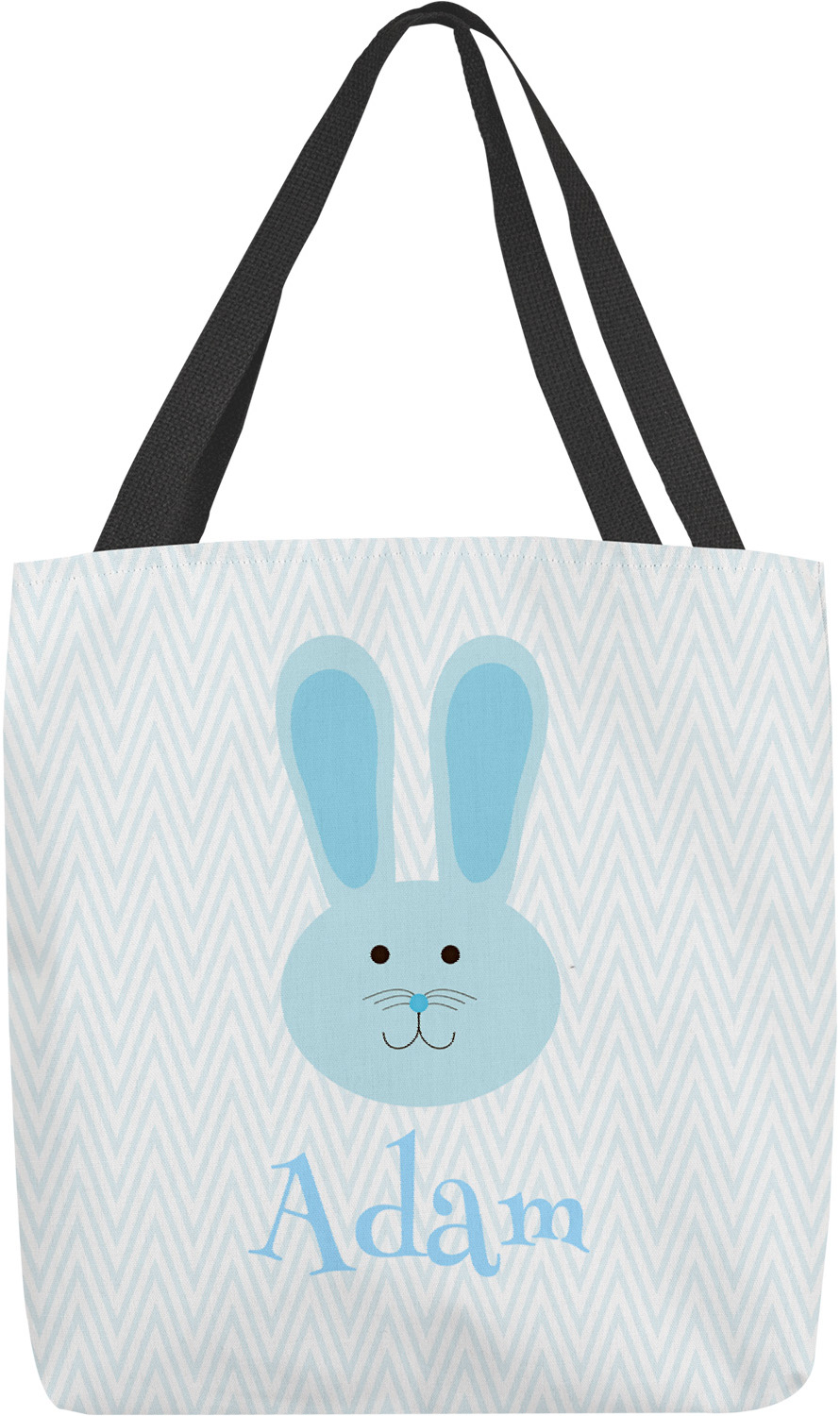 Personalized Blue Bunny Ears Tote Bag