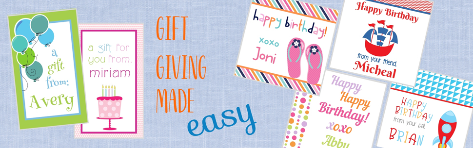 Order custom stickers and labels for birthday gifts and hostess gifts