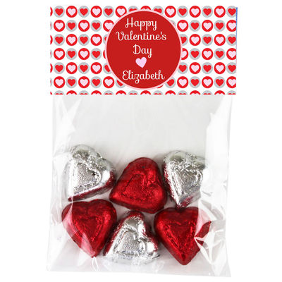 Double Pink Heart Valentine Candy Bag Toppers