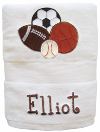 Sports Balls Embroidered and Applique Towel