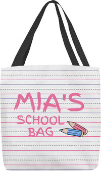 Pink and Blue School Tote Bag