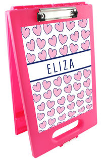 Pink Hearts Clipboard Storage Case