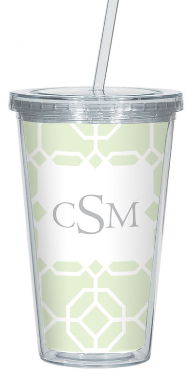 Sage Geo Clear Acrylic Tumbler