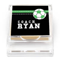 Soccer Coach Green Sticky Note Holder