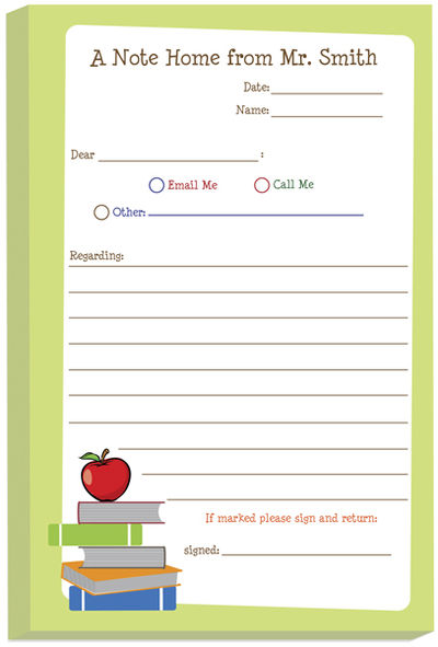 Red Apple From Teacher Note Pad