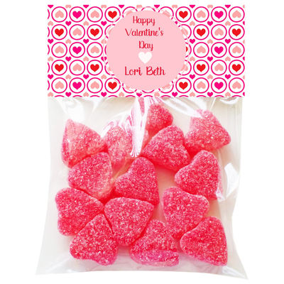 Pink Heart Pattern Valentine Candy Bag Toppers