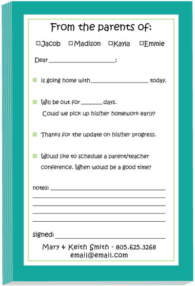 Teal Excuse Pad