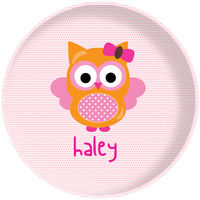 Pink Bow Owl Plate