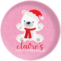 First Christmas Bear Pink Plate