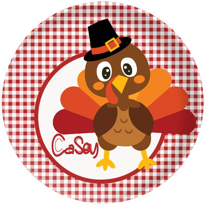 Red Gingham Turkey Plate