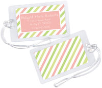 Pink Linen Stripes Luggage Tag