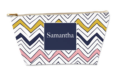 Navy Scribble Chevron Gusseted Pouch