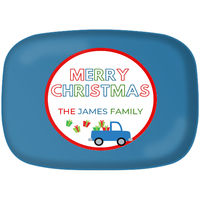 Gift Truck Blue Melamine Platter
