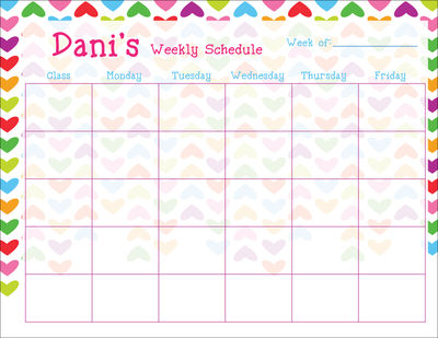 Lined Hearts Weekly Calendar