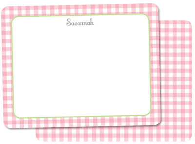 Pink Gingham Note Card