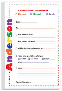 Colorful Dashes Memo Pad to Teacher