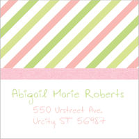 Pink Linen Stripes Return Address Label