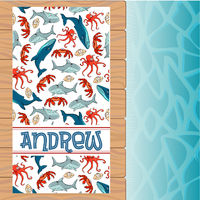 Aquatic Animals Beach Towel