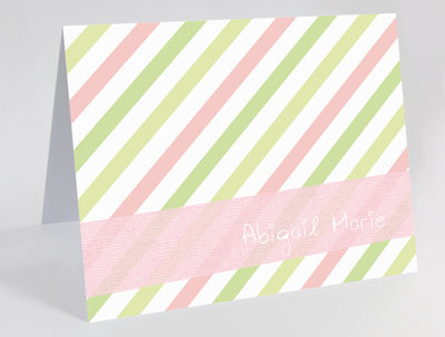 Pink Linen Stripes Foldover Card