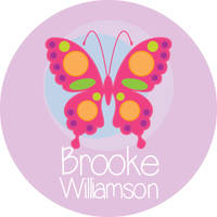 Pink Butterfly Stickers Round