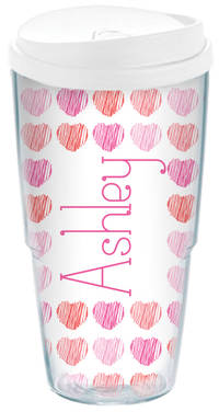 Scribble Hearts Acrylic Travel Cup