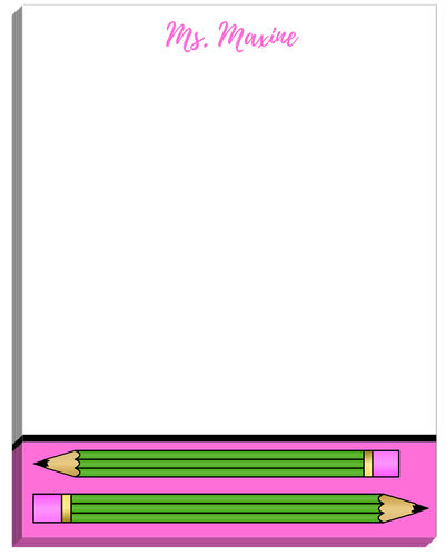 Bright Pink Pencil Large Notepad
