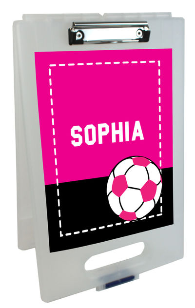 Soccer Pink Clipboard Storage Case