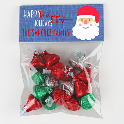 Happy Santa Blue Candy Bag Toppers