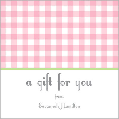 Pink Gingham Gift Stickers