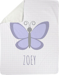 Lavender Butterfly Sherpa Blanket