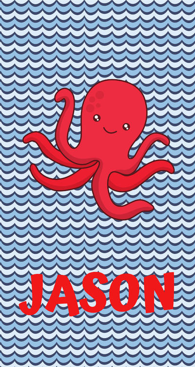 Red Octopus Beach Towel