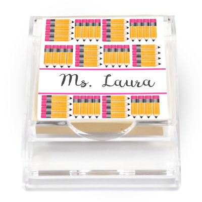 Pink Yellow Pencils Sticky Note Holder