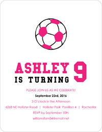 Soccer Pink Birthday Invitation
