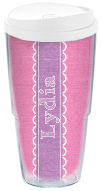 Pink Purple Linen Acrylic Travel Cup