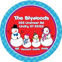 Snowman Round Family Return Address Label