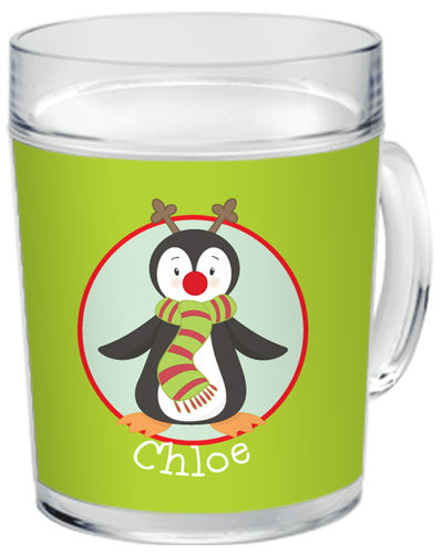 Red Nose Penguin Clear Acrylic Mug