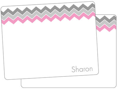 Pink and Grey Chevron Note Card