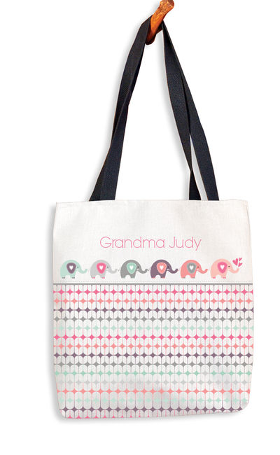 Elephants in a Row Tote Bag